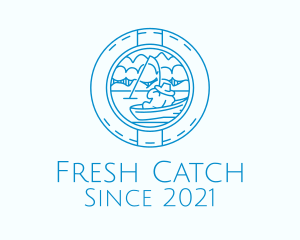 Blue Fisherman Badge logo design