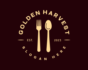 Golden Spoon Fork Restaurant logo design