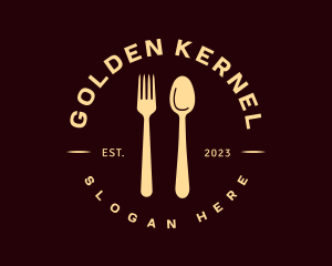 Golden Spoon Fork Restaurant logo design