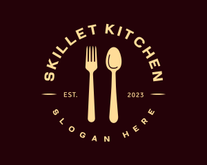 Golden Spoon Fork Restaurant logo design