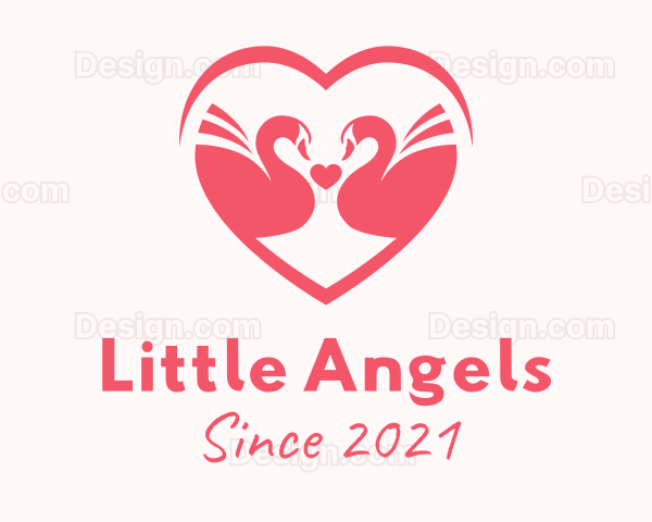 Pink Swan Heart Logo