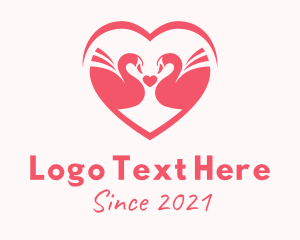 Loving - Pink Swan Heart logo design