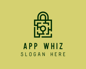 Square Maze Padlock logo design