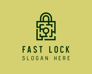 Square Maze Padlock logo design