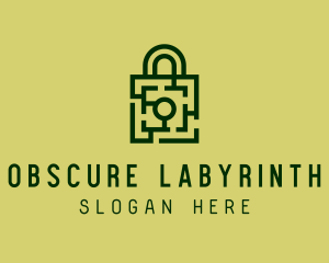 Square Maze Padlock logo design