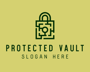 Square Maze Padlock logo design