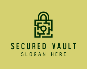 Square Maze Padlock logo design