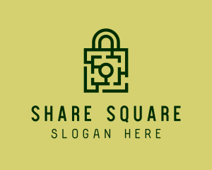 Square Maze Padlock logo design