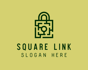 Square Maze Padlock logo design