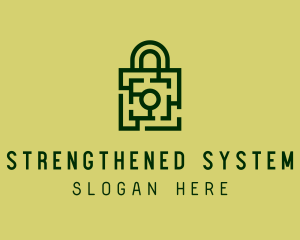 Square Maze Padlock logo design