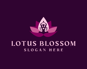 Woman Lotus Yoga logo design