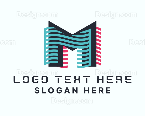 Digital Glitch Letter M Logo