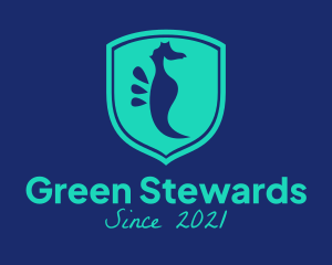 Green Seahorse Shield  logo design