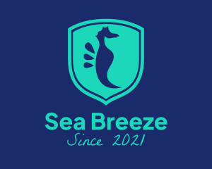 Green Seahorse Shield  logo design