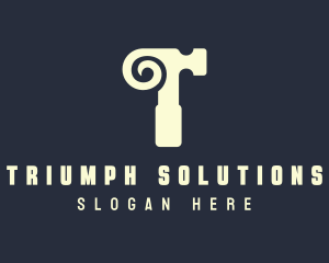 Horn Hammer Letter T logo design