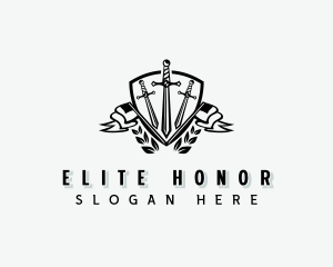 Sword Flag Shield logo design