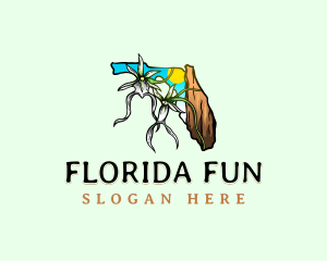 Florida Ghost Orchid Flower logo design