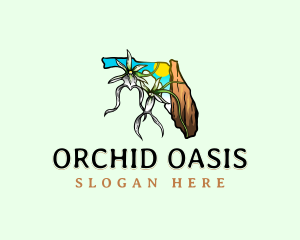 Florida Ghost Orchid Flower logo design