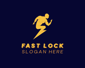 Fast Lightning Human logo design