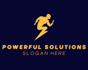 Fast Lightning Human logo design