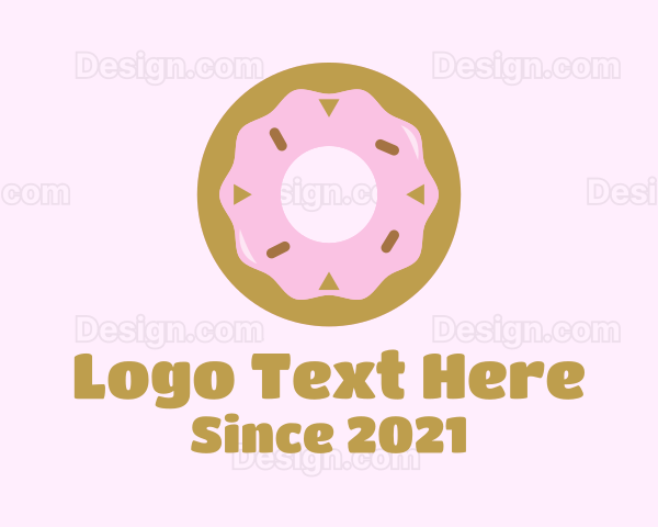 Strawberry Donut Pastry Logo