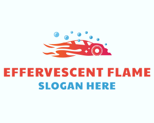 Flaming Car Wash Clean logo design