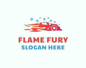 Flaming Car Wash Clean logo design