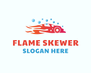 Flaming Car Wash Clean logo design