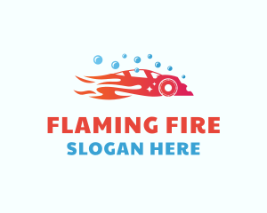 Flaming Car Wash Clean logo design