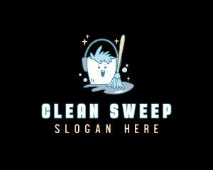 Cleaning Bucket Mop logo design