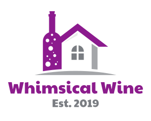 Violet Wine Bottle House logo design