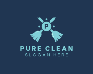 Housekeeping Broom Cleaning Sanitation logo design