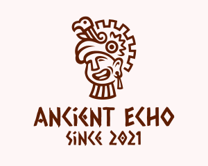 Mayan Man Bird Headdress logo design