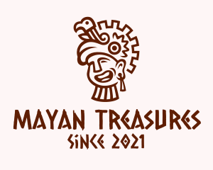 Mayan Man Bird Headdress logo design