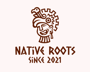 Mayan Man Bird Headdress logo design