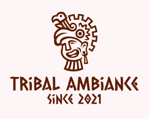 Mayan Man Bird Headdress logo design