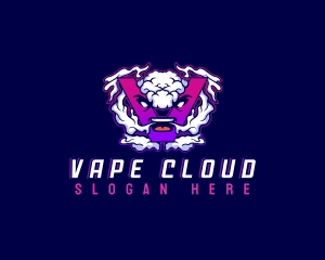 Smoke Vaping Letter V logo design