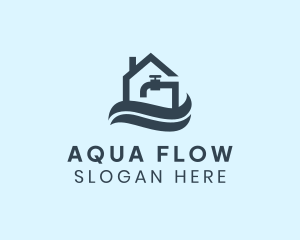 Home Faucet Wave Plumbing logo design