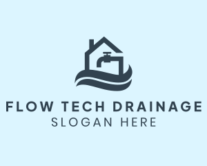 Home Faucet Wave Plumbing logo design