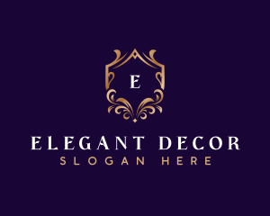 Decorative Crown Shield logo design