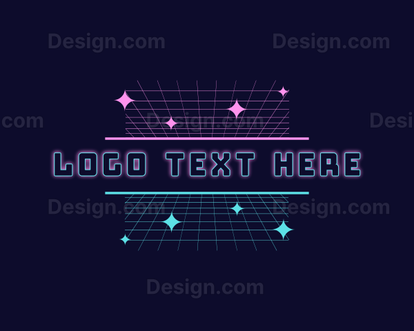 Retro Cyber Grid Sparkle Logo