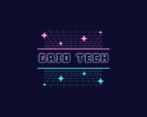 Retro Cyber Grid Sparkle logo design