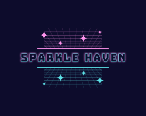 Retro Cyber Grid Sparkle logo design