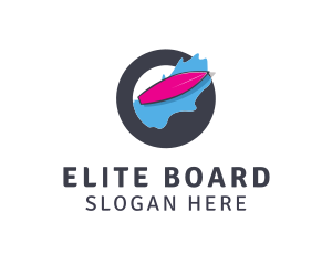 Pink Surfboard Wave logo