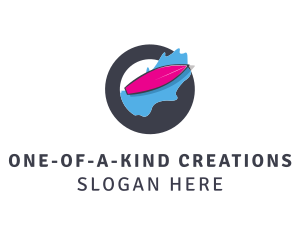 Pink Surfboard Wave logo design