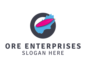 Pink Surfboard Wave logo design