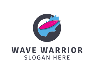 Pink Surfboard Wave logo