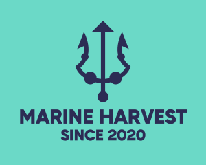 Blue Marine Trident logo design