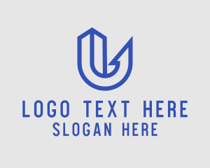 Blue Geometric Letter U  logo