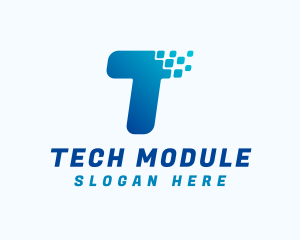 Tech Pixel Letter T logo design